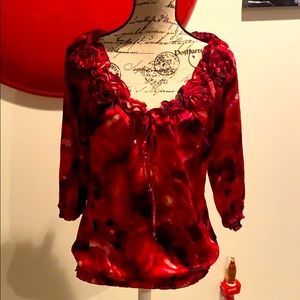 White House Black Market Roses Blouse